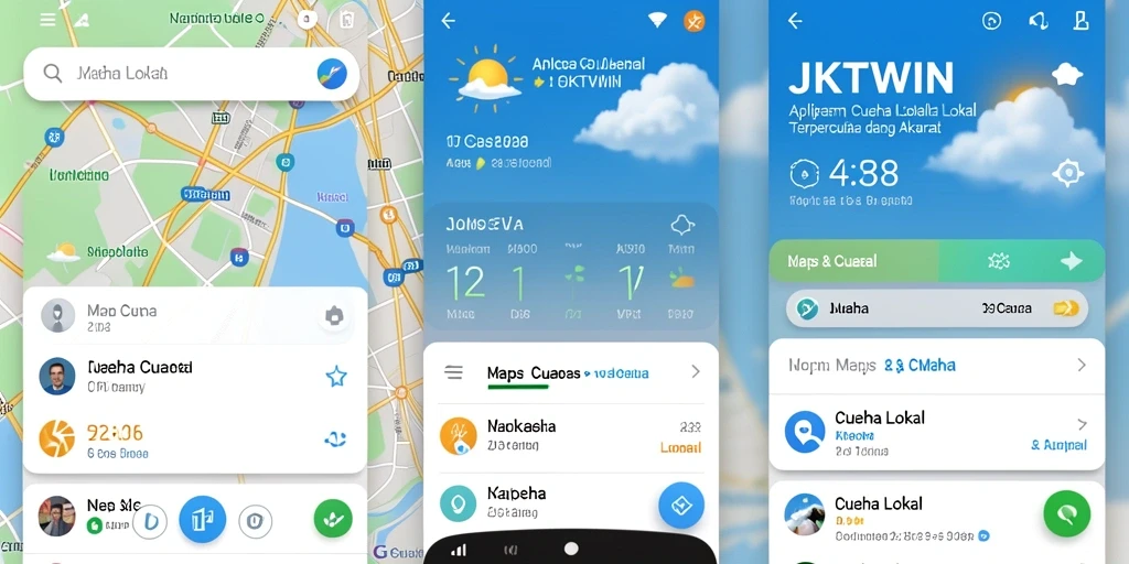 Antarmuka JKTWIN dengan informasi cuaca lokal yang jelas dan ringkas.