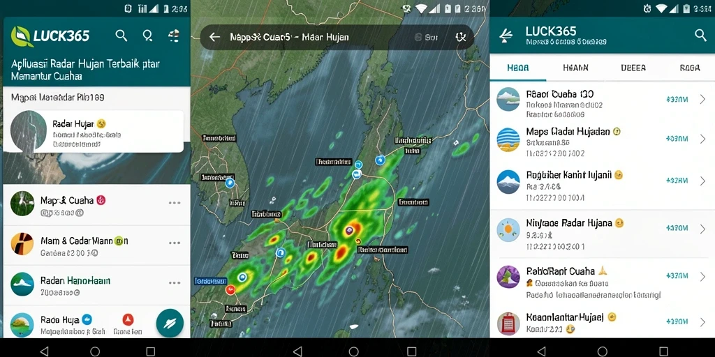 Tampilan antarmuka LUCK365 yang menampilkan radar hujan interaktif.