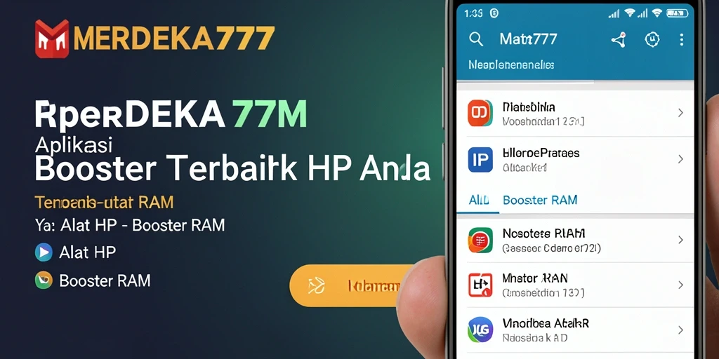 Tampilan antarmuka MERDEKA777 menunjukkan fitur optimasi RAM yang efisien.