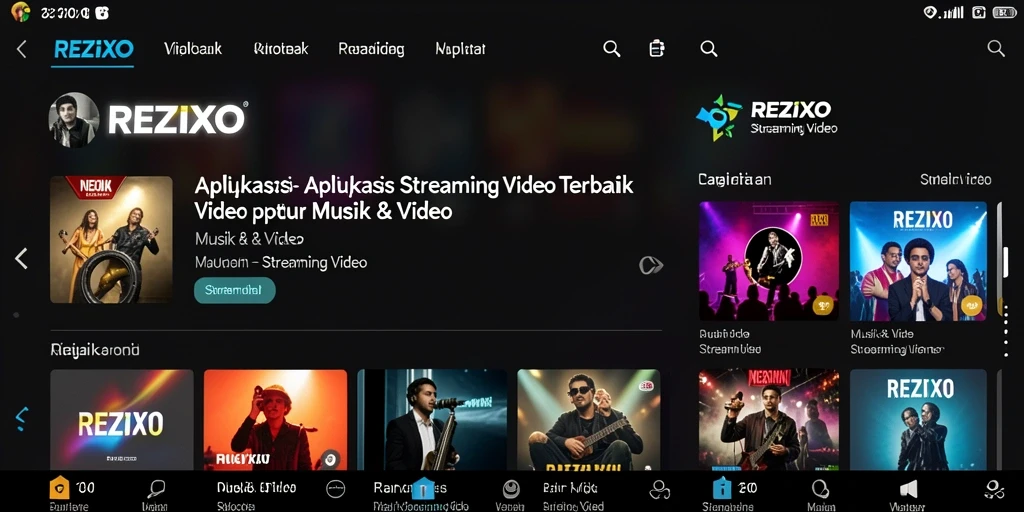 Tampilan antarmuka aplikasi REZIXO untuk pengalaman Streaming Video yang intuitif.