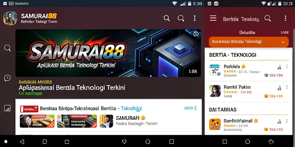 Tampilan antarmuka utama SAMURAI88 dengan berita teknologi terbaru.