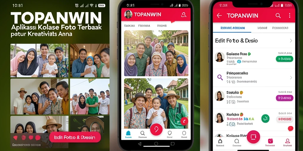 Tampilan antarmuka aplikasi TOPANWIN yang modern untuk kolase foto.